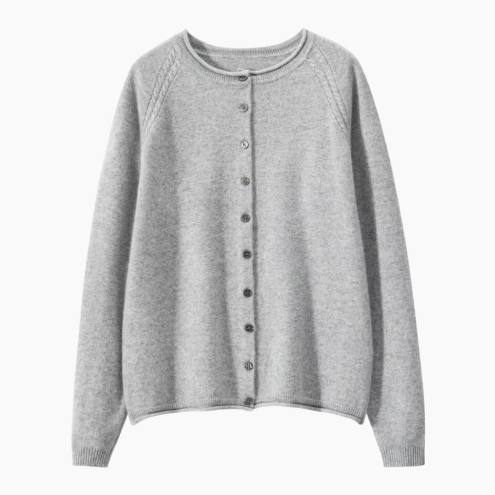 Dahlia | Women’s 100% Cashmere Cardigan – Crew Neck