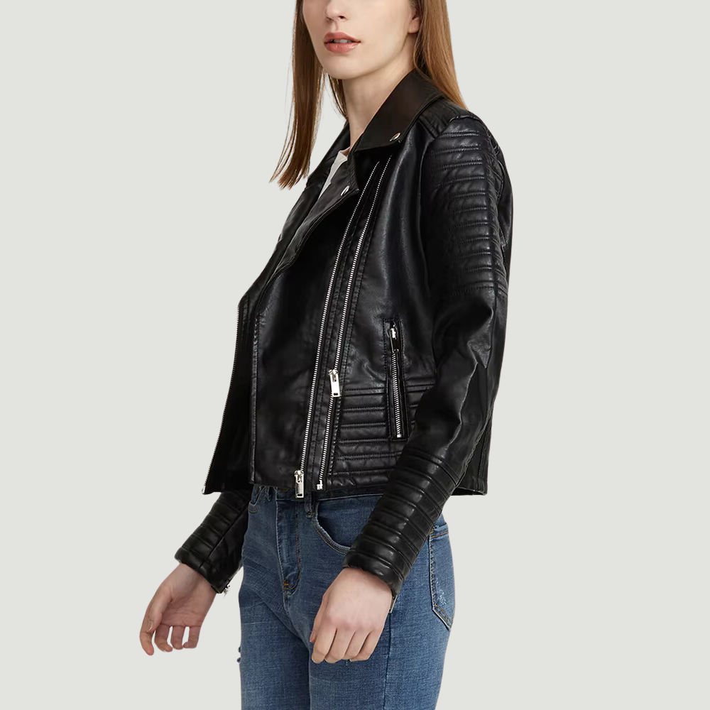 Daniella | Women’s Faux-Leather Biker Jacket