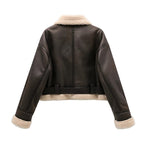 Sophia | Women’s Faux-Leather Jacket with Plush Lining – Belted