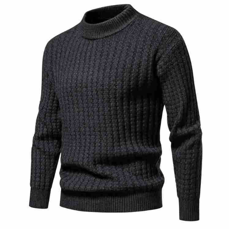 Dark gray knitted sweater on a white background