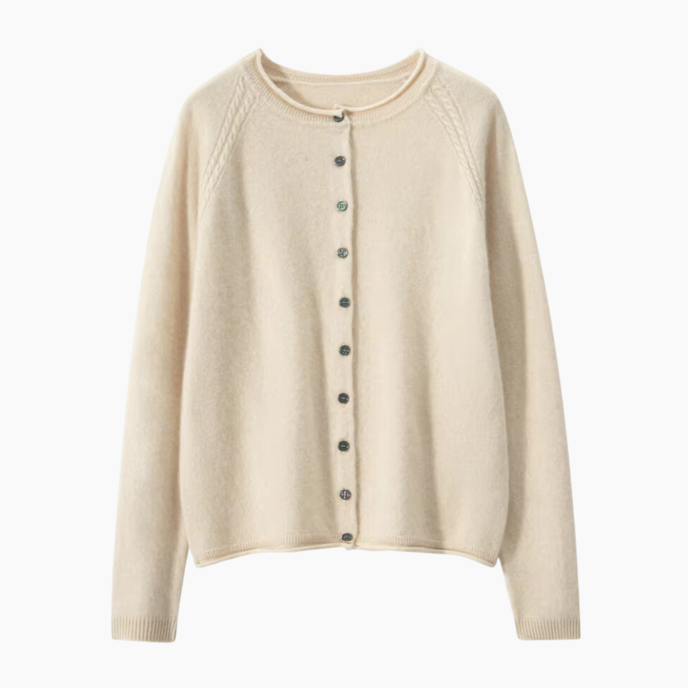 Dahlia | Women’s 100% Cashmere Cardigan – Crew Neck