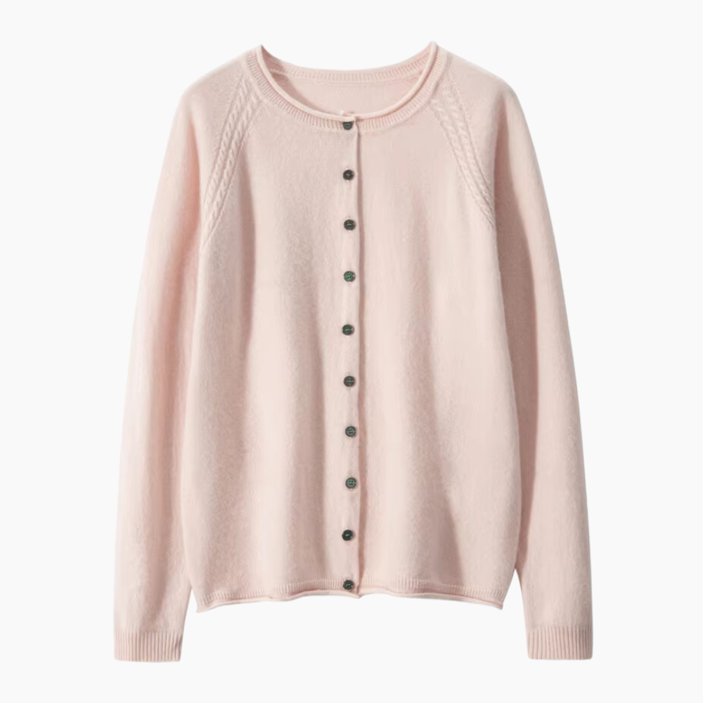 Dahlia | Women’s 100% Cashmere Cardigan – Crew Neck