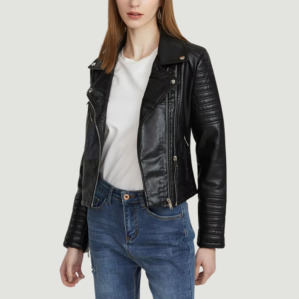 Daniella | Women’s Faux-Leather Biker Jacket