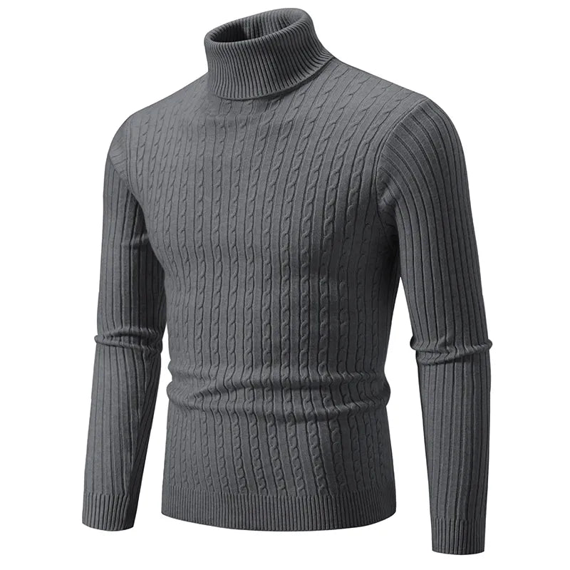 Dark Grey turtleneck sweater on a white background