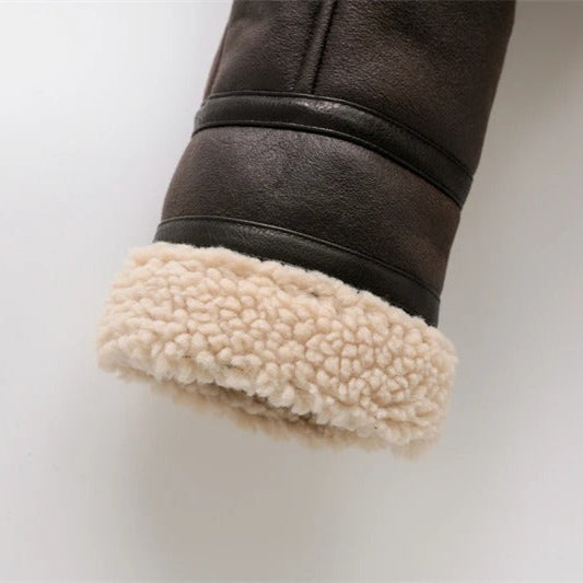 Sophia | Women’s Faux-Leather Jacket with Plush Lining – Belted