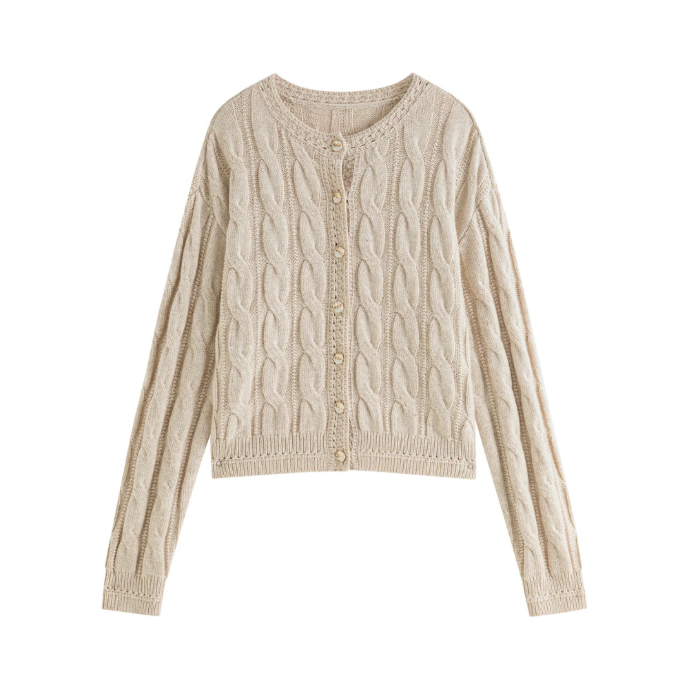 Primrose | Women’s Cable-Knit Cardigan with Gold Buttons