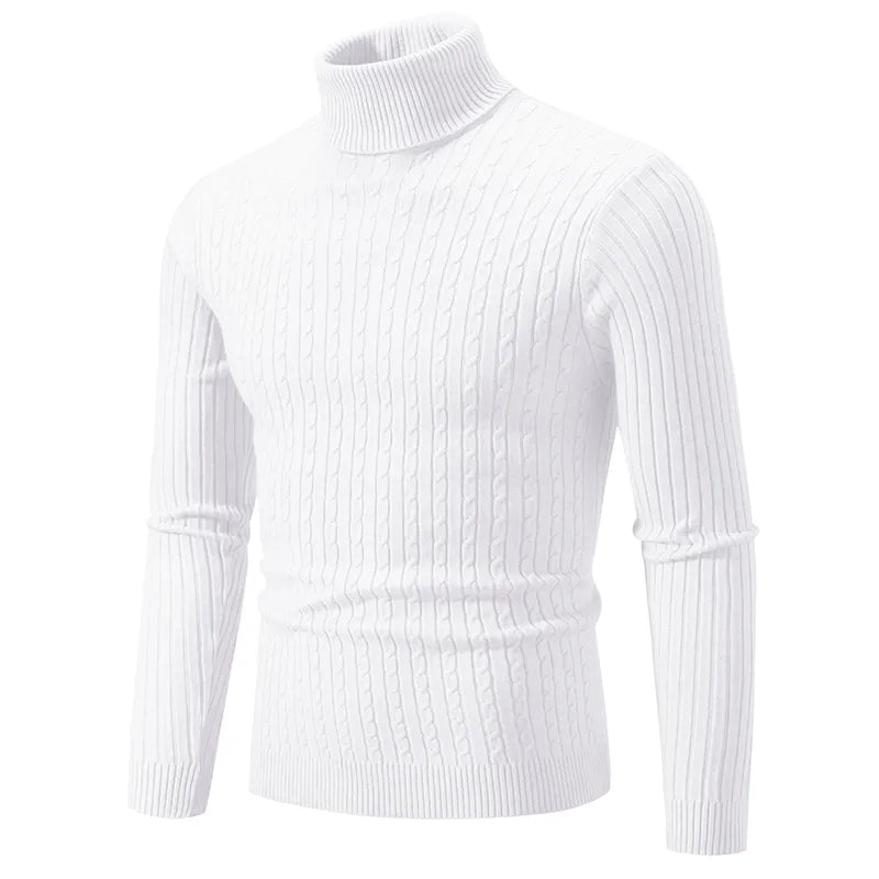 White ribbed knit sweater on a white background